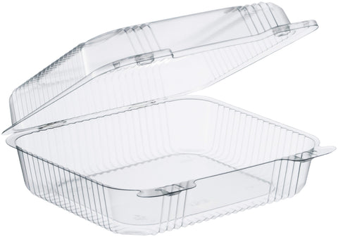 Container Plastic Clear Hinged Lid 8.25x7.75x3