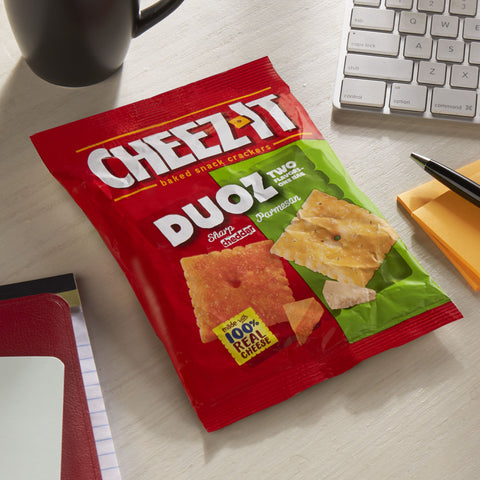 Cheez It Sunshine Duoz Sharp Cheddar and Parmesan Snack Mix, 4.3 Ounce -- 6 per case.