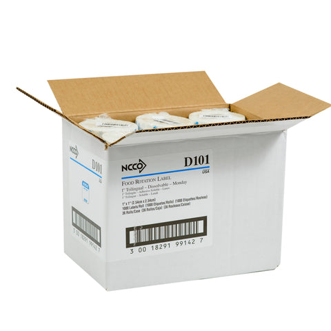 National Checking Company Dateit Blue Trilingual Dissolvable Label - Monday, 1 x 1 inch -- 1000 per case.