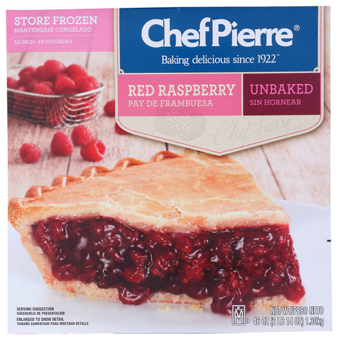 Sara Lee Chef Pierre Traditional Unbaked Red Raspberry Fruit Pie, 10 inch -- 6 per case.