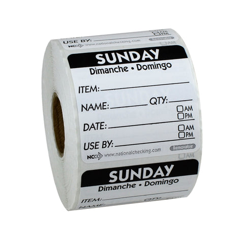 Label Trilingual Item/date/use By Removable Black Sunday 2x2
