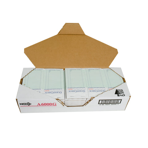 Guestcheck -Carbon, 2Part, Green, 17 Line, 3.5 X 6.75 Inch, 50 Sets Per Book -- 2500 Per Case.