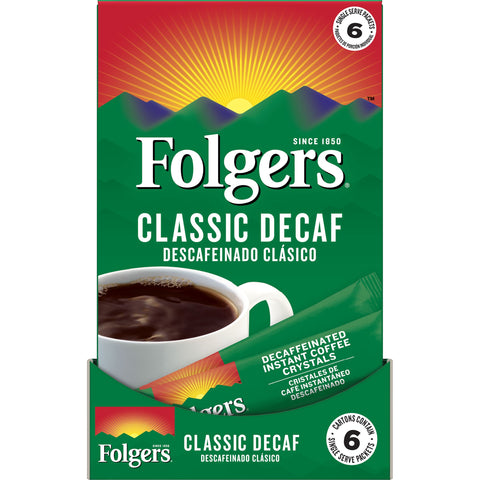 Folgers Decaffeinated Instant Coffee, 0.42 Ounce -- 12 per case.