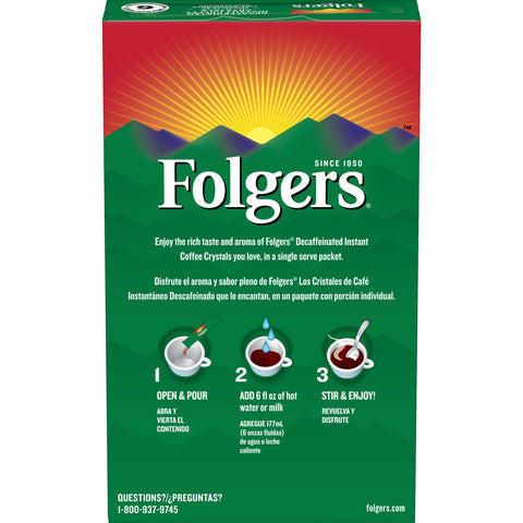 Folgers Decaffeinated Instant Coffee, 0.42 Ounce -- 12 per case.