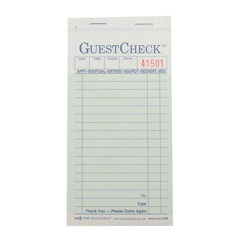 National Checking Rectangular Medium Paper Green 17 Lines Two-Part Guest Check, 6.75 x 3.5 inch -- 2500 per case