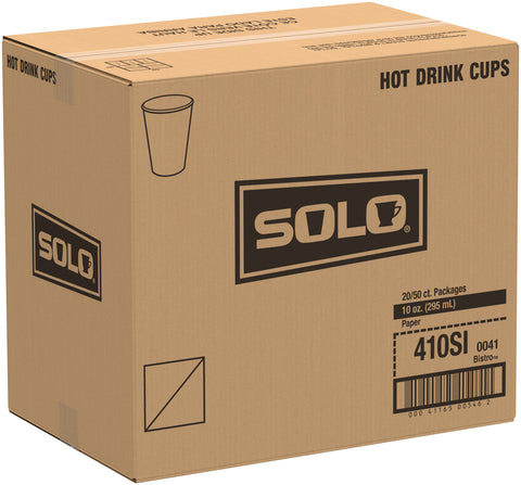 Solo Bistro® CUP PAPER HOT SQUAT SINGLE SIDED POLY 10 OZ