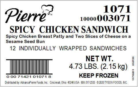 Pierre® SANDWICH CHICKEN BREAST SPICY JUMBO 6.3 OZ 10000003071