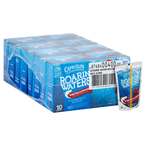 Capri Sun Roarin Waters Wild Cherry Flavored Beverage, 6 Fluid Ounce - 10 per pack -- 4 packs per case.
