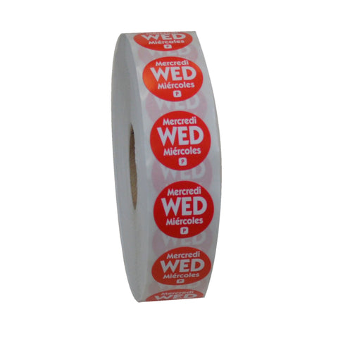 Label Circle Permanent Trilingual Red Wednesday .75