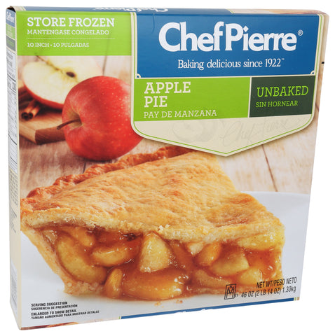 Sara Lee Chef Pierre Traditional Unbaked Apple Fruit Pie, 10 inch -- 6 per case.