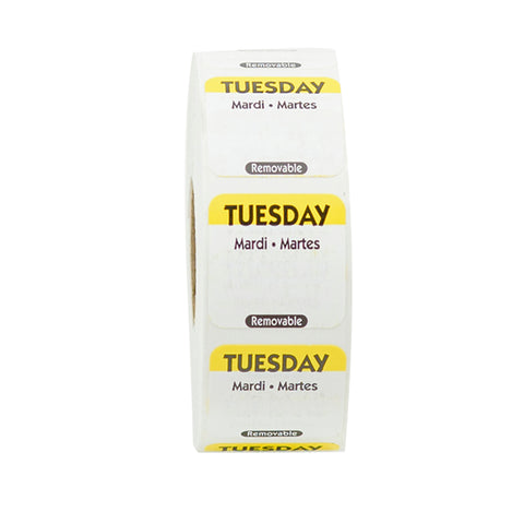 Label Removable Trilingual Yellow Tuesday 1x1