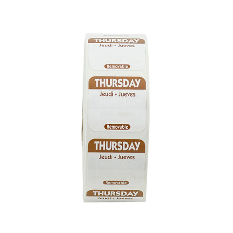 Label Removable Trilingual Brown Thursday 1x1