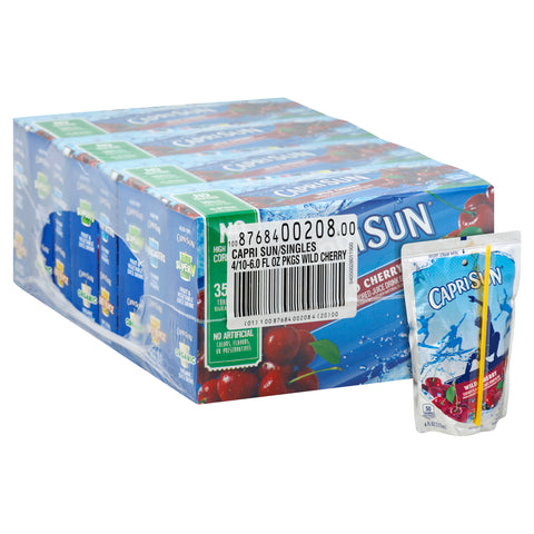 Kraft Capri Sun Wild Cherry Flavored Juice Drink Blend, 6 Ounce - 10 per pack -- 4 packs per case.
