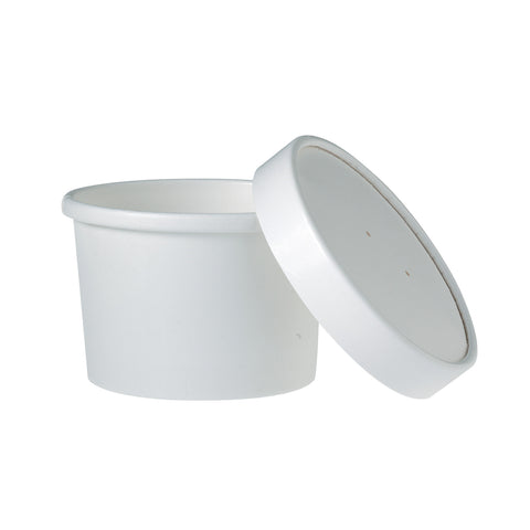 Container Paper Food Double Poly Combo W/ Lid 8 Oz