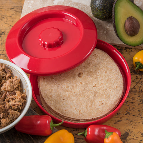 Carlisle SERVER TORTILLA W/ LID RED 7-1/4