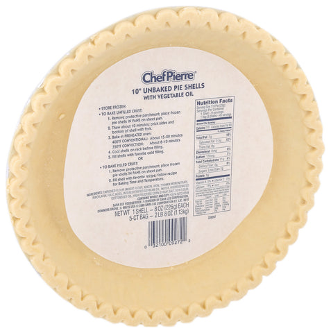 Pie Shell Vegetable Shortening Unbaked 10