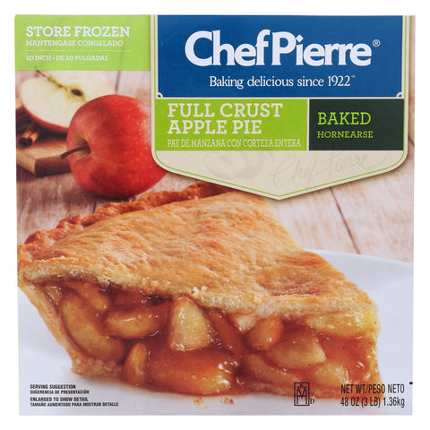 Sara Lee Chef Pierre Pre Baked Apple Full Crust Pie, 10 inch -- 6 per case.