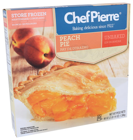 Sara Lee Chef Pierre Traditional Unbaked Peach Fruit Pie, 10 inch -- 6 per case.