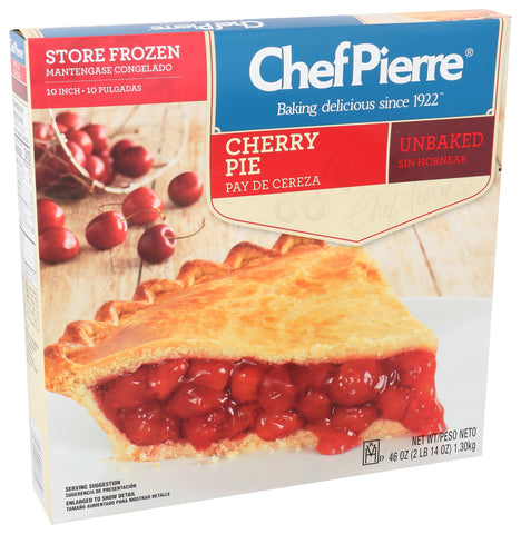 Sara Lee Chef Pierre Traditional Unbaked Cherry Fruit Pie, 10 inch -- 6 per case.