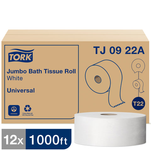Tork Universal White 2 Ply Jumbo Bath Tissue Roll, 3.55 inch x 1000 feet -- 12 per case