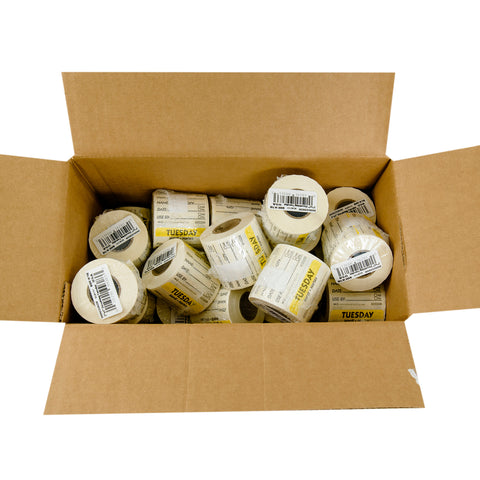 Label Trilingual Item/date/use By Dissolving Yellow Tuesday 2x2