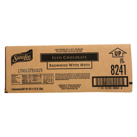 Sara Lee Iced Brownie with Nuts, 12 x 16 inch -- 4 per case.