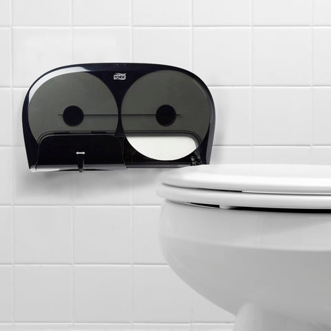 Tork Black High Capacity Bath Tissue Roll Dispenser for OptiCore, 16.62 x 5.25 x 9.93 inch