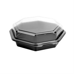 Creative Carryouts® CONTAINER PLASTIC HINGED CARRYOUT BLACK/CLEAR 7.5