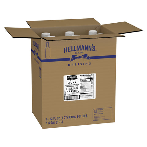 Hellmann's Light Italian Salad Dressing Salad Bar Bottles, 32 ounce-- 6 per case