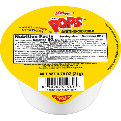 Cereal Corn Pops Single Serve 96 Case 0.75 Ounce
