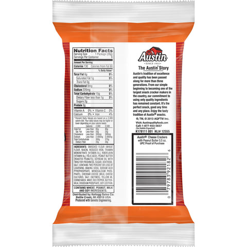 Austin Cheese Sandwich Cracker with Peanut Butter, 0.917 Ounce -- 144 per case.