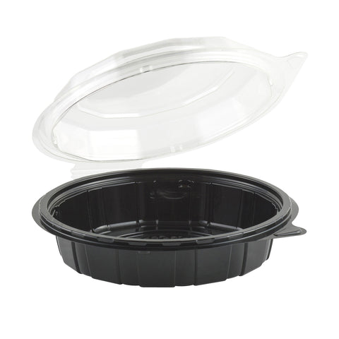 Container Polygonal Pet Hinged Shallow Black 7.5