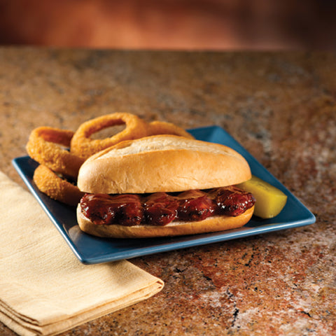 Rowdie Rib Boneless Sweet Baby Rays Pork Rib Patty, 3.5 Ounce -- 52 per case.