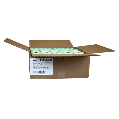 National Checking Green 1 Ply Registroll, 3 inch x 165 Feet Bond -- 50 rolls per case.