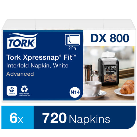 Essity Tork Xpressnap Fit White Rectangular Paper 2 Ply Interfold Dispenser Napkin -- 4320 per case