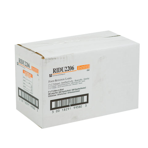 DateIt™ LABEL TRILINGUAL ITEM/DATE/USE BY REMOVABLE ORANGE SATURDAY 2X2