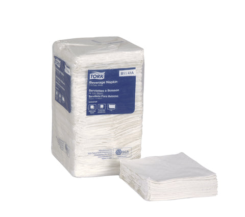 Tork 1 Ply White 1/4 Fold Universal Beverage Napkin, 9.125x9.125 inch -- 4000 per case