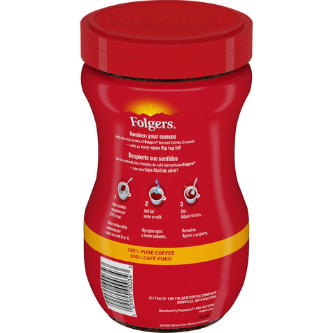 Folgers Classic Roast Caffeinated Instant Coffee Crystals, 8 Ounce -- 6 per case