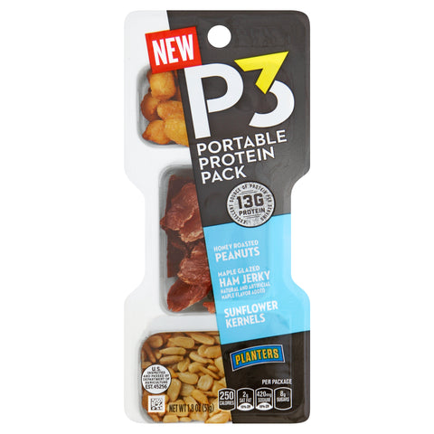 Planters SNACK PROTEIN PACK P3 CONVENIENCE MEAL MAPLE HAM JERKY HONEY ROASTED PEANUTS SUN ROASTED KERNELS