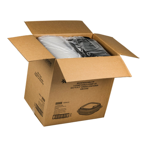 Container Plastic 1-compartment Base/1-comp Lid Cl9101 Hinged Clamshell 10.5x9.5