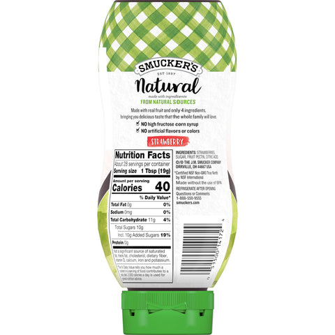 Smuckers Natural Strawberry Fruit Spread, 19 Ounce Bottle Squeeze -- 12 per case