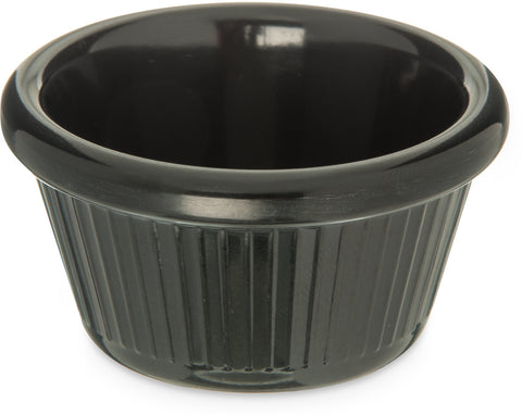 Ramekin Fluted Melamine Plastic Black 2 Oz