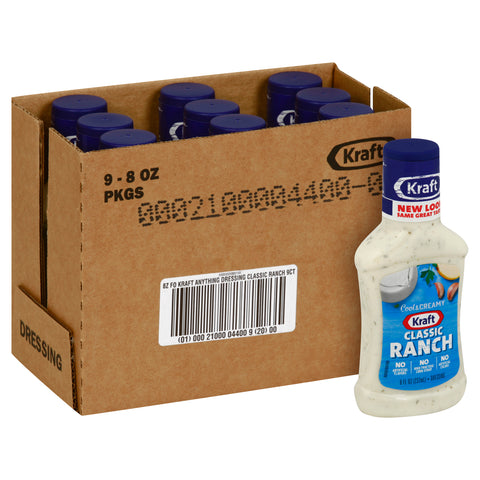 Kraft Classic Ranch Dressing, 8 Fluid Ounce -- 9 per case.