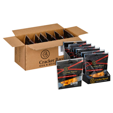 Cracker Barrel Cubes, Extra Sharp Yellow Cheddar, 2 Ounce -- 6 per case