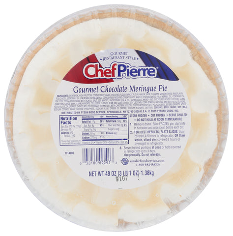 Sara Lee Chef Pierre Gourmet Chocolate Meringue Hi Pie, 10 inch -- 4 per case.