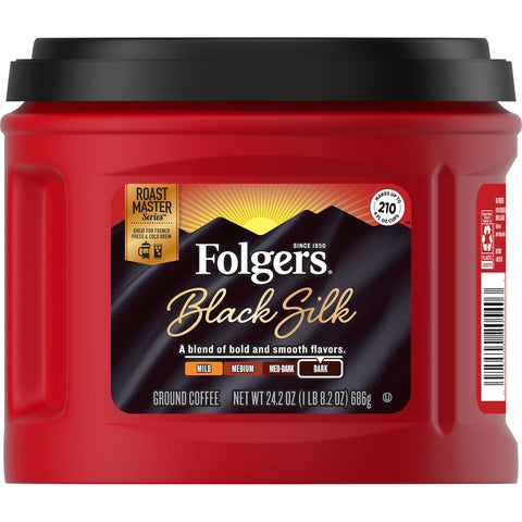 Coffee Caffeinated Ground Black Silk Canister