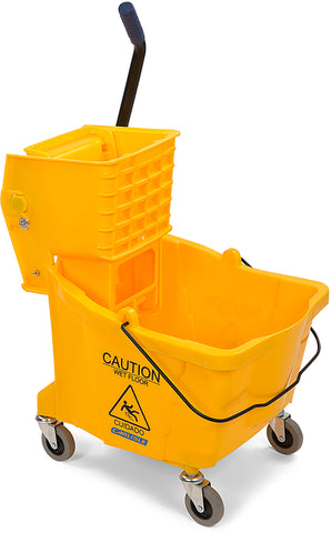 Flo-Pac® MOP BUCKET W/ SIDE PRESS WRINGER YELLOW 35 QT