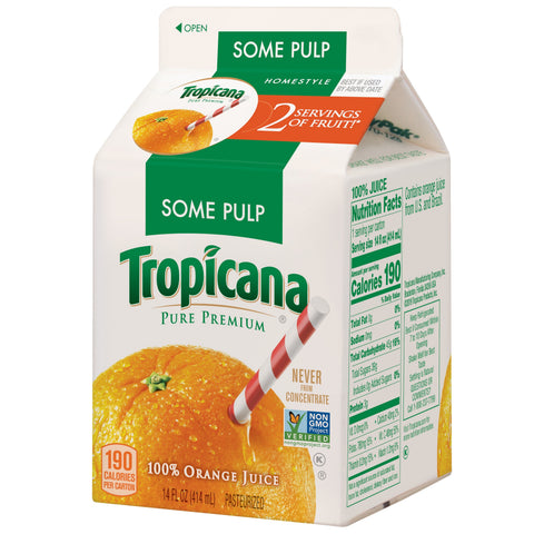 Tropicana Pure Premium JUICE ORANGE HOMESTYLE PURE PREMIUM SINGLE SERVE CARTON