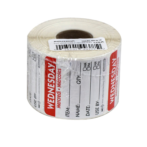 Label Trilingual Item/date/use By Removable Red Wednesday 2x2