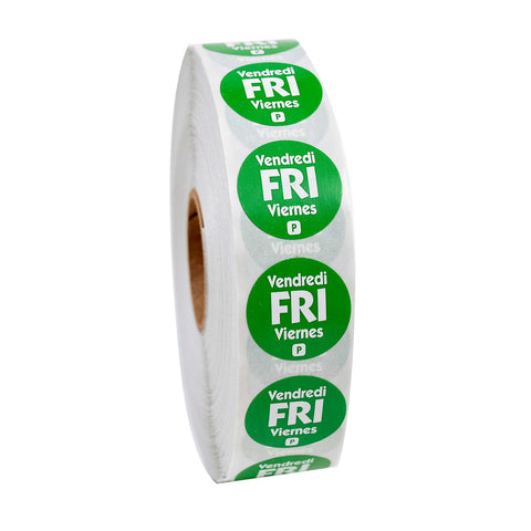 Label Circle Permanent Trilingual Green Friday .75